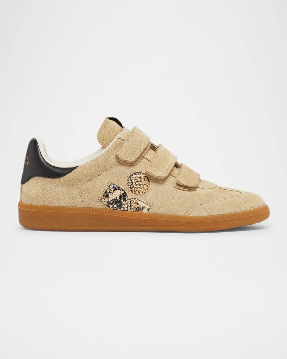 Beth Mixed Leather Triple-Grip Sneakers
